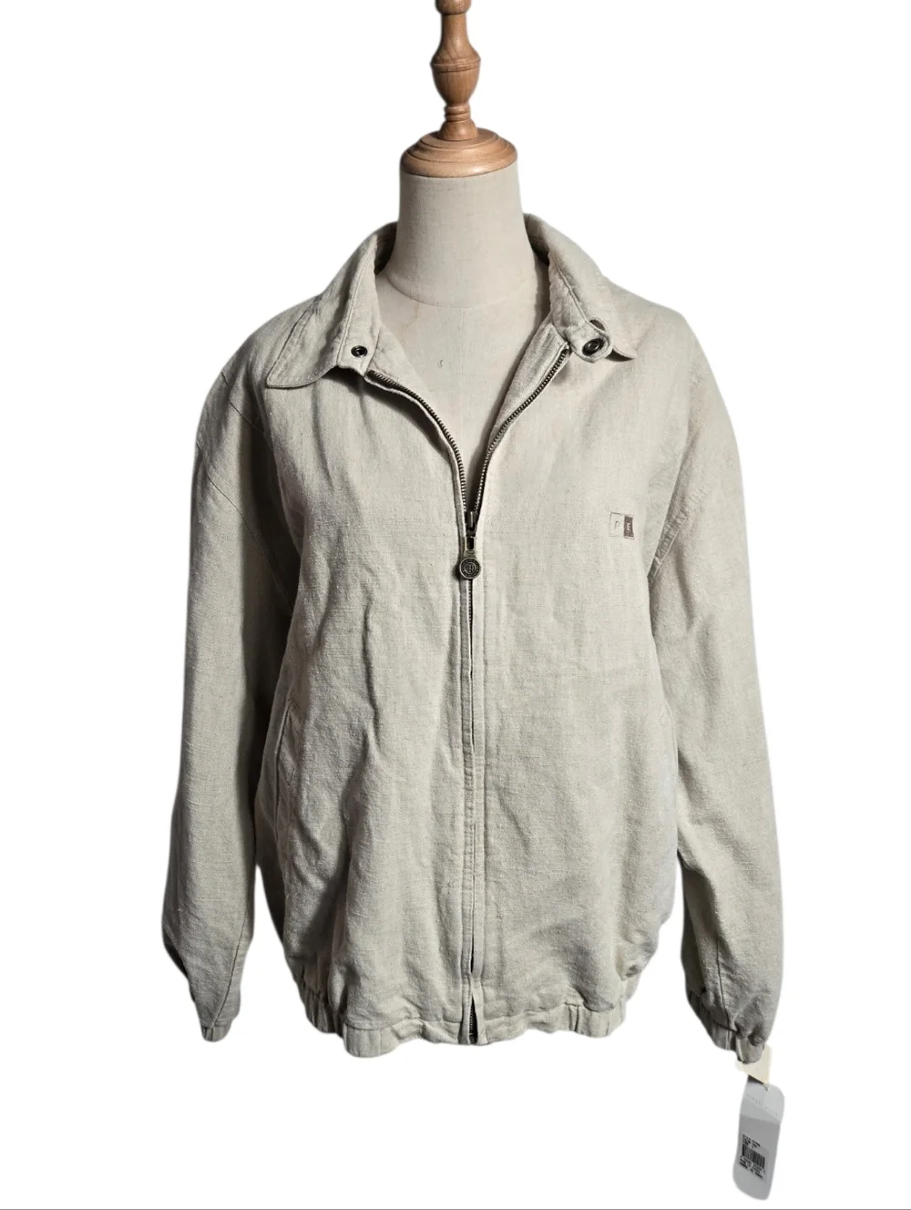 Perry Ellis Men's Linen Blend Zip-Front Jacket  Beige NWT